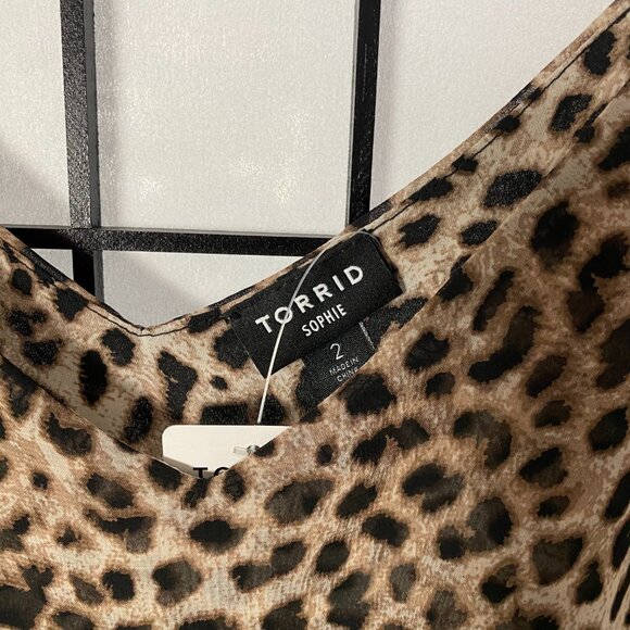 Torrid Chiffon Spaghetti Strap Leopard Flowy Top - Picture 8 of 9